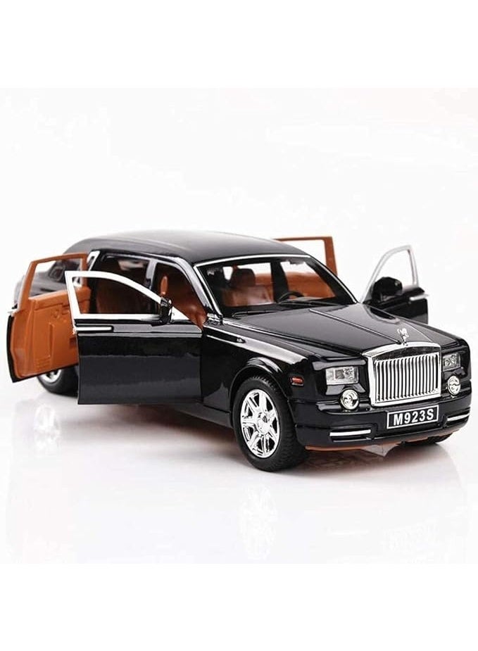 AMERTEER Alloy 1:24 Scale Rolls-Royce Phantom Car Model Boy Toy Diecast Sound Light Six Open Door Toy Car Model Black - Image 1